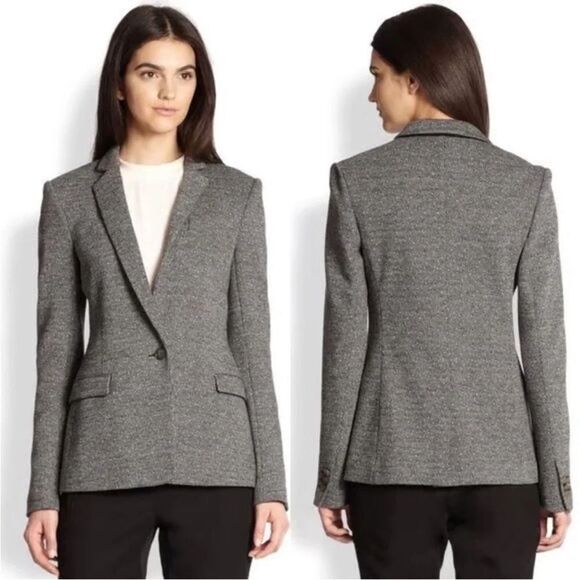 Theory Dancey K Kenmore Gray Knit Longline Blazer - Picture 1 of 11